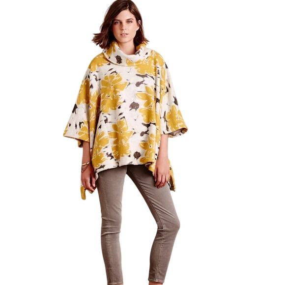 Anthropologie Saturday Sunday Floral Poncho Cowl Sweater Size M / L New w/o Tag - Picture 3 of 9
